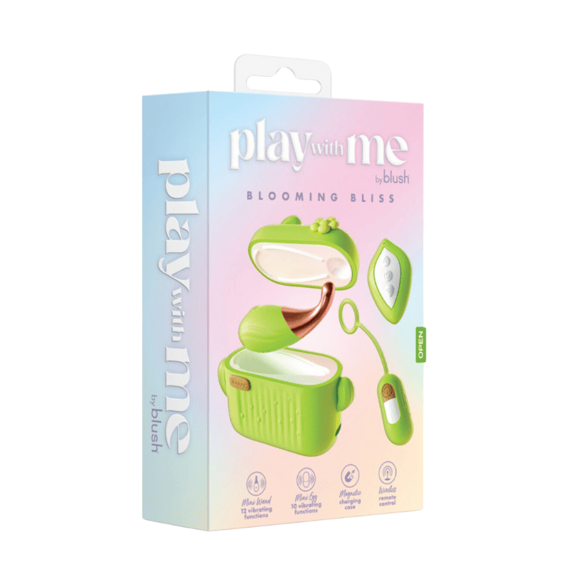 Vibrador set Play With Me de Frenesí con bala y huevo con control remoto, en colores vibrantes y diseño ergonómico.