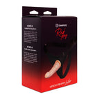 Arnés de cuero rojo Play StrapOn Luter de la marca Camtoyz, mostrando las correas ajustables y diseño resistente.