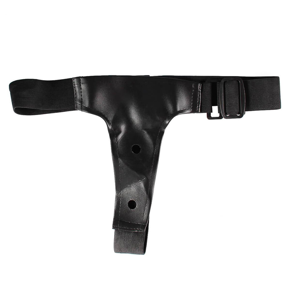 Arnés con correa estilo Double Dong de Distrisex, arnés de silicona para parejas, color negro y diseño ajustable.