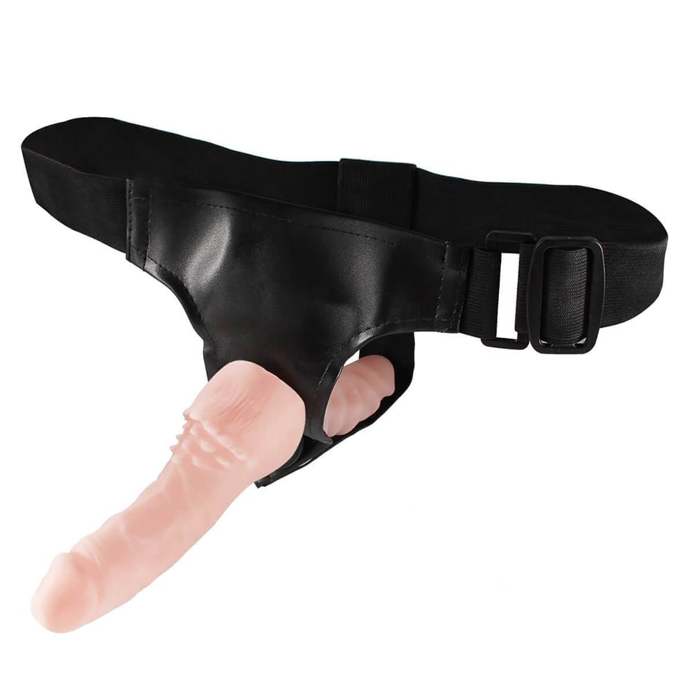 Arnés con correa estilo Double Dong de Distrisex, arnés de silicona ajustable y cómodo para uso íntimo.