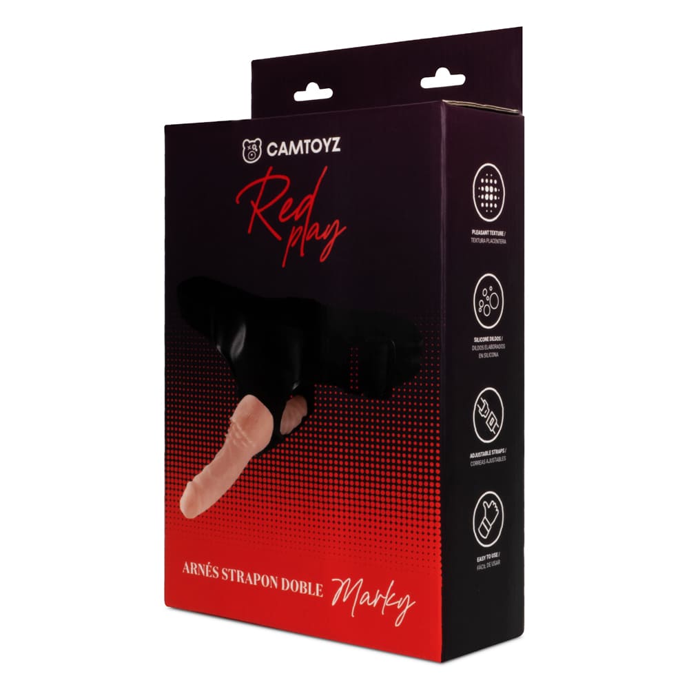 Arnés con correa estilo Double Dong de Distrisex, arnés de silicona para uso íntimo con correa ajustable y diseño ergonómico.