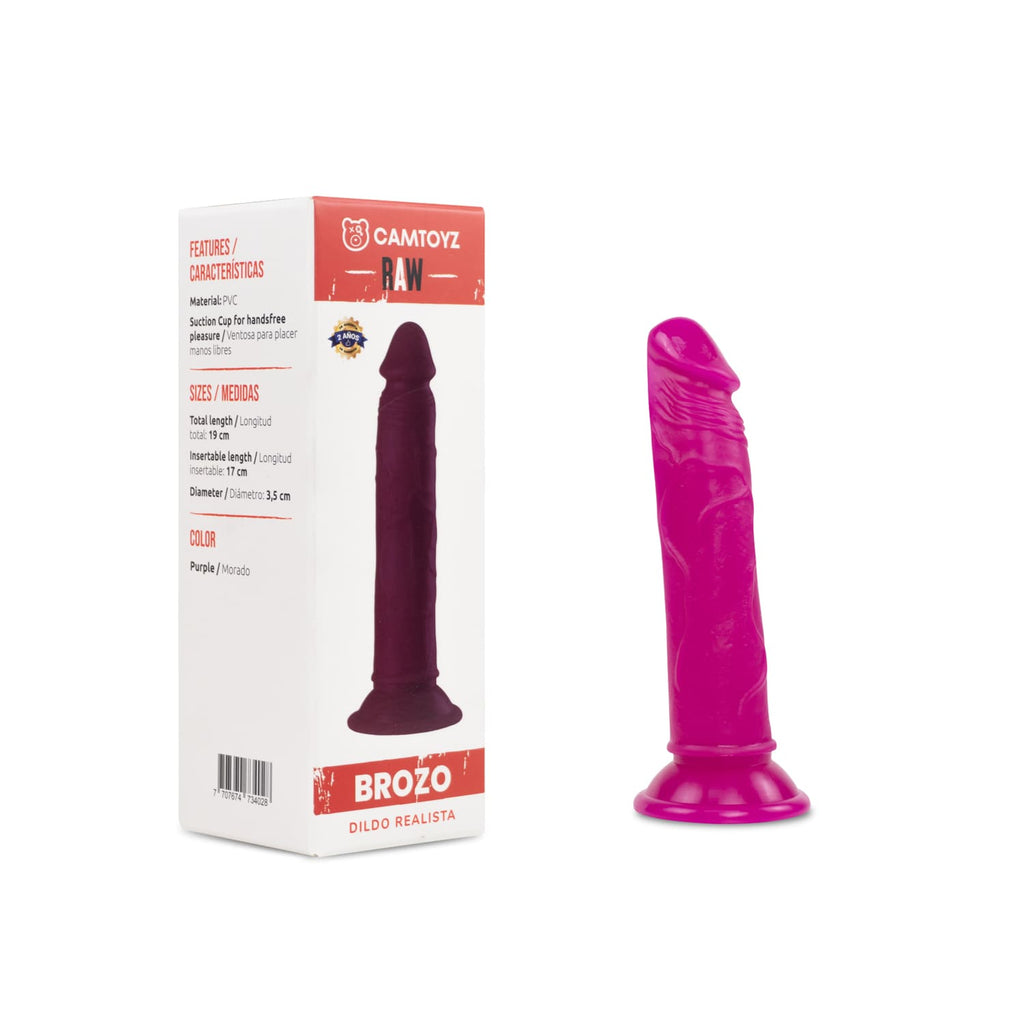 Dildo realista rosa de 19 cm de la marca Laura Bayona, con detalles anatómicos y textura natural, para uso íntimo.