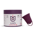 Copa menstrual UVA 2 Talla B en color morado, gestión menstrual, hecha por la marca UVA, visible en la imagen.