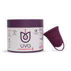 Copa menstrual UVA 2 Talla B en color morado, gestión menstrual, hecha por la marca UVA, visible en la imagen.
