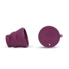 Copa menstrual UVA 2 Talla B morada, gestión menstrual, de silicona suave, con apariencia flexible y cómoda para uso femenino.