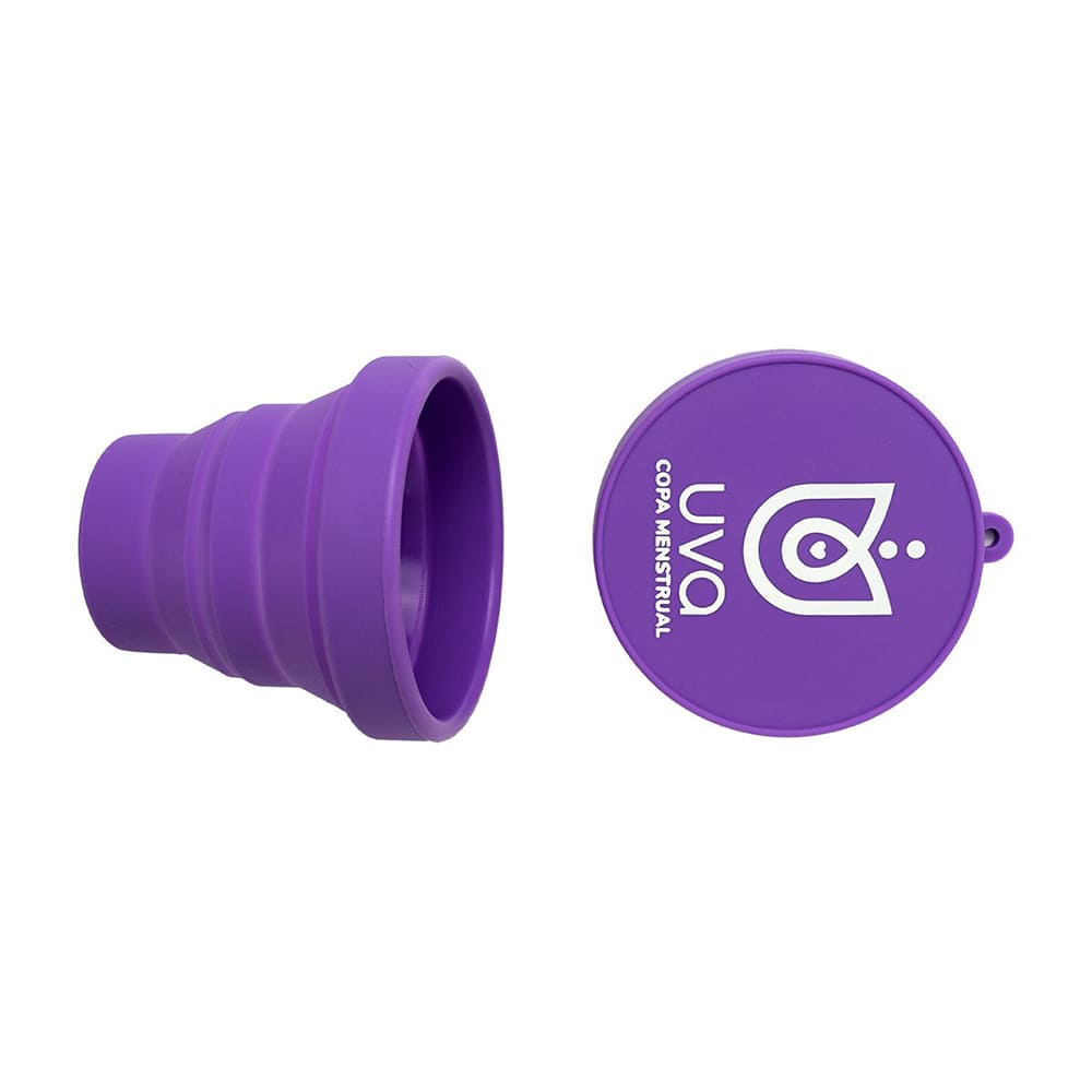 Combo de copa menstrual Uva con esterilizador y porta copas, ideal para gestión menstrual y cuidado personal.