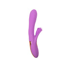 Vibrador doble término de forma de conejo de la marca Juguito de Calzón, en color lilas, para estimulación íntima.