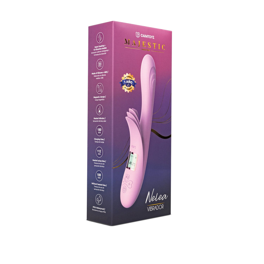 Vibrador doble término de estilo conejo de la marca Juguito de Calzón, en color lilas, con diseño ergonómico.