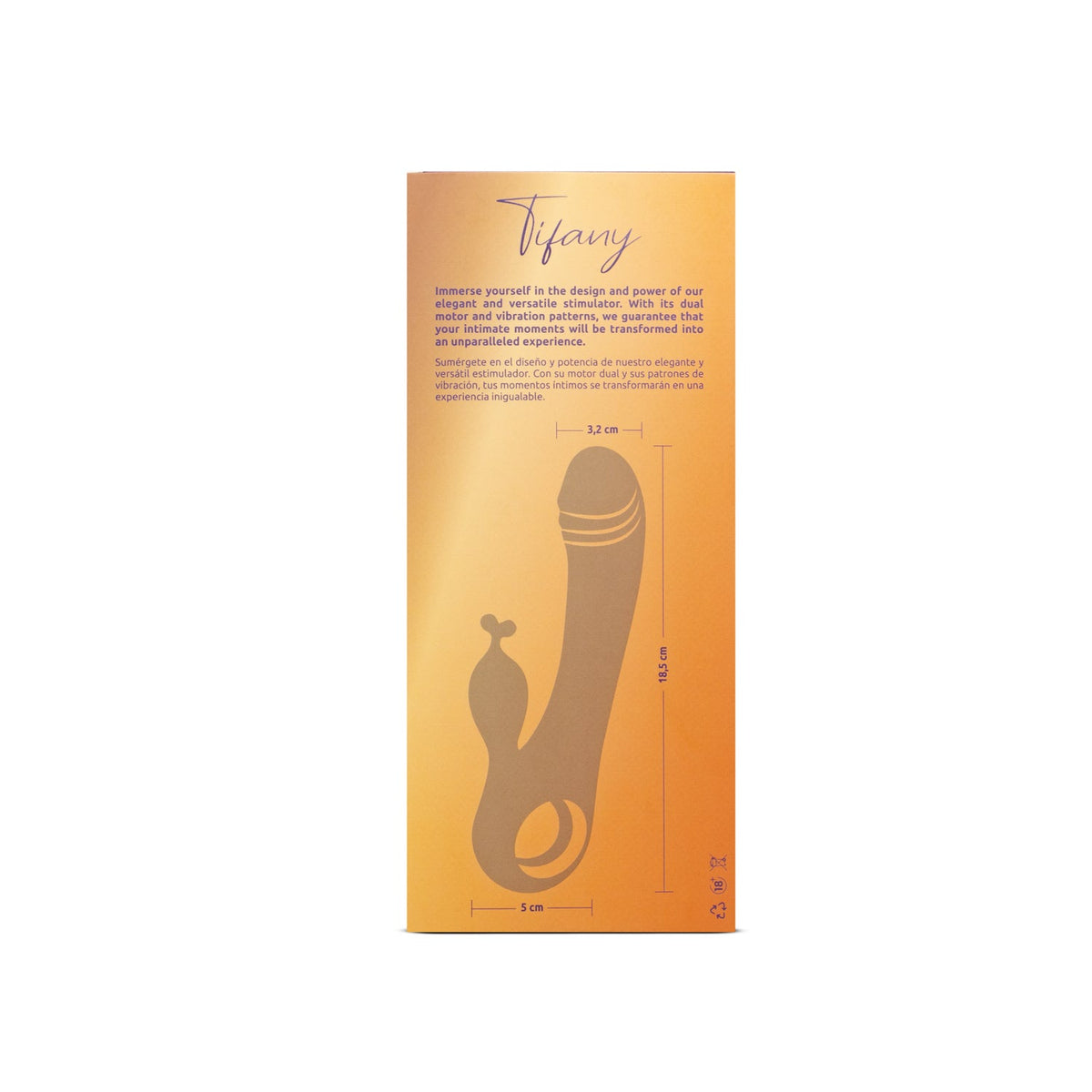 Vibrador doble Tifany de CamToyz, estimulador dual para punto G y clítoris, con forma de conejo y diseño ergonómico.