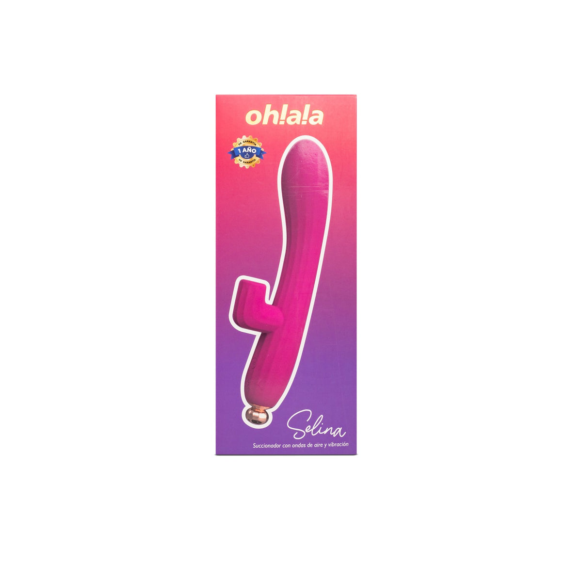 Vibrador doble Selina de Juguito de Calzón, con diseño ergonómico y color fucsia, para placer íntimo.