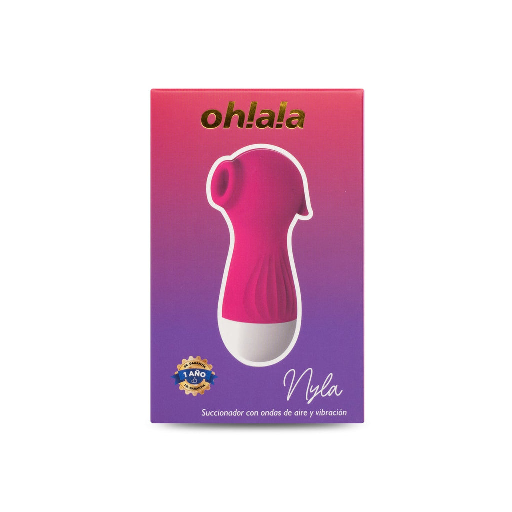 Succionador Camtoyz Nyla, dispositivo de succión con diseño ergonómico y detalles en color, visible en la imagen.