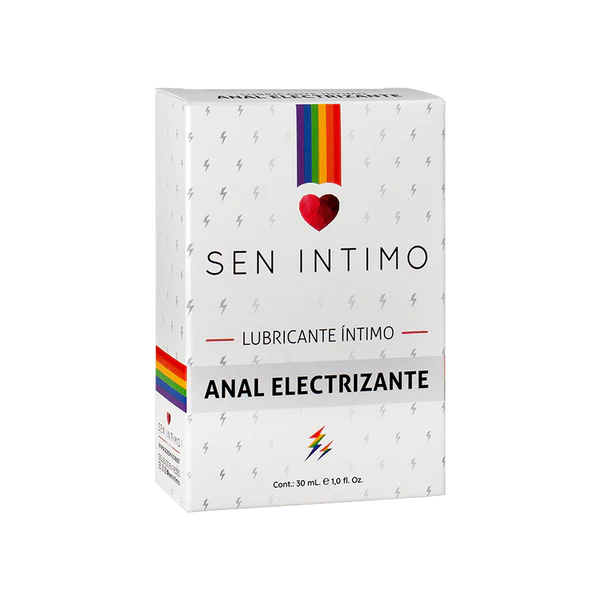 Lubricante íntimo anal electrizante de la marca Sen Íntimo, en envase con textura y diseño moderno.