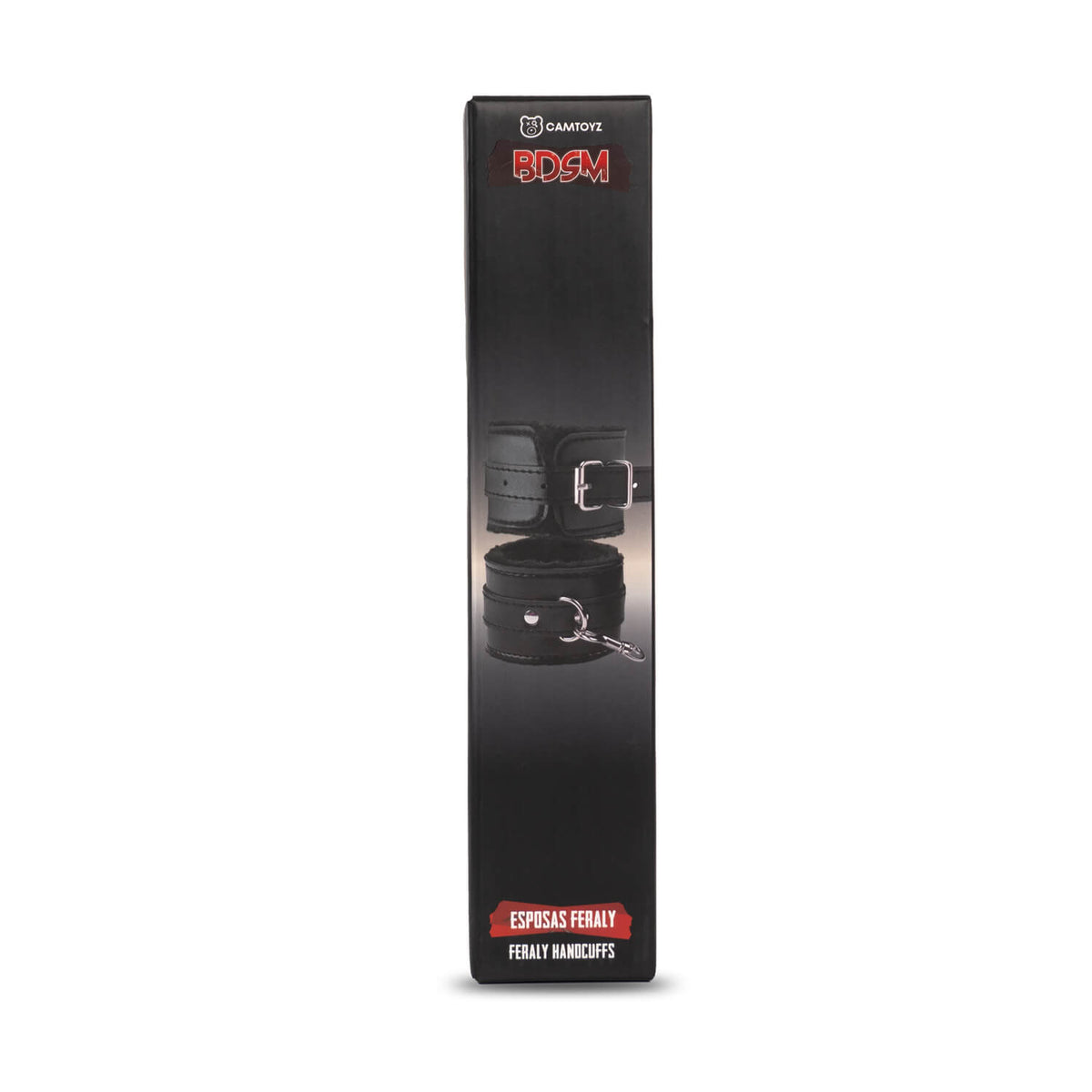 Esposas BDSM Feraly de Camtoyz, hechas de metal resistente, con cierre de seguridad y diseño sólido para juegos de restricción.
