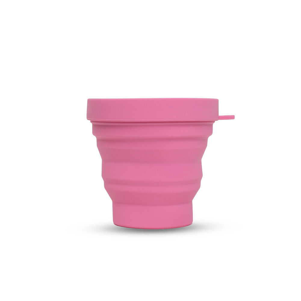 Copa menstrual UVA rosa de talla 0, gestión menstrual reutilizable, con esterilizador en tono rosado visible en la imagen.