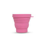 Copa menstrual UVA rosa de talla 0, gestión menstrual reutilizable, con esterilizador en tono rosado visible en la imagen.