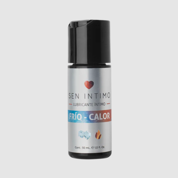 Lubricante Sen íntimo Multiorgasmos Frío/Calor de 30 ml, muestra el envase y la etiqueta del producto para uso íntimo.