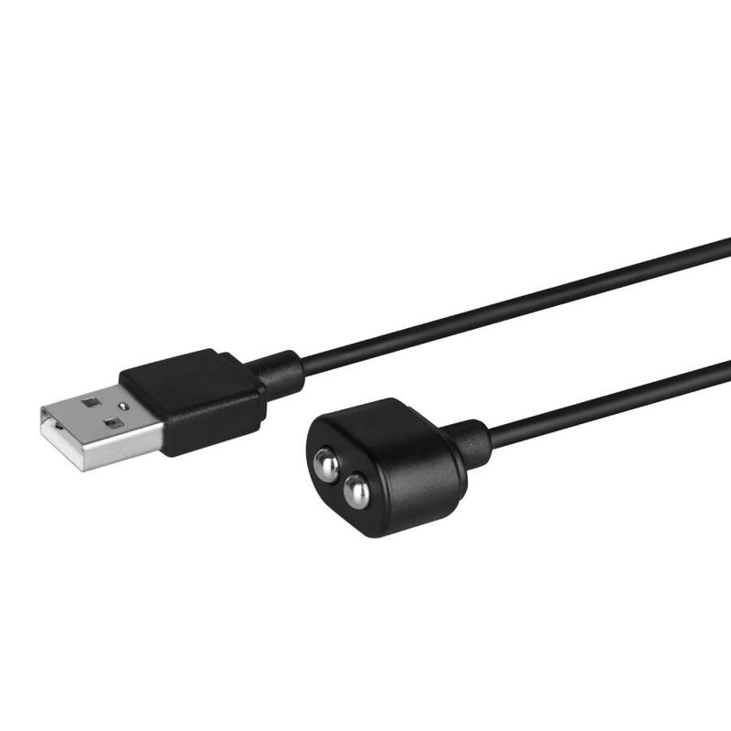 Cargador USB negro de la marca Satisfyer, con cable compatible para carga rápida y segura.