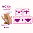 Cinta de kinesiología Irisana para gestión menstrual, aplicada en la zona abdominal para aliviar dolores menstruales.
