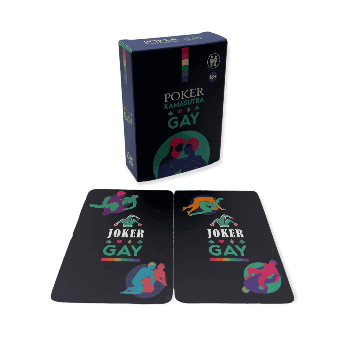 Juego de cartas Poker Kamasutra Gay de Erotic Games, ilustraciones eróticas y símbolos en las cartas para adultos.