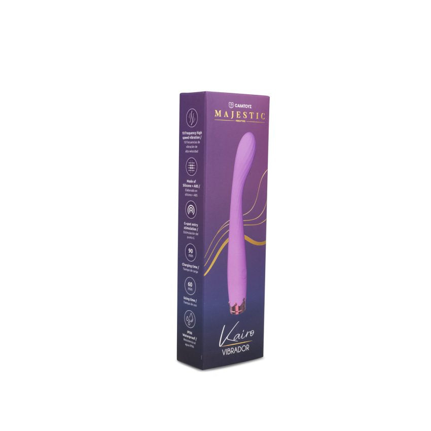 Vibrador Camtoyz Kairo de color negro, con diseño ergonómico y texturizado para placer y estimulación personal.