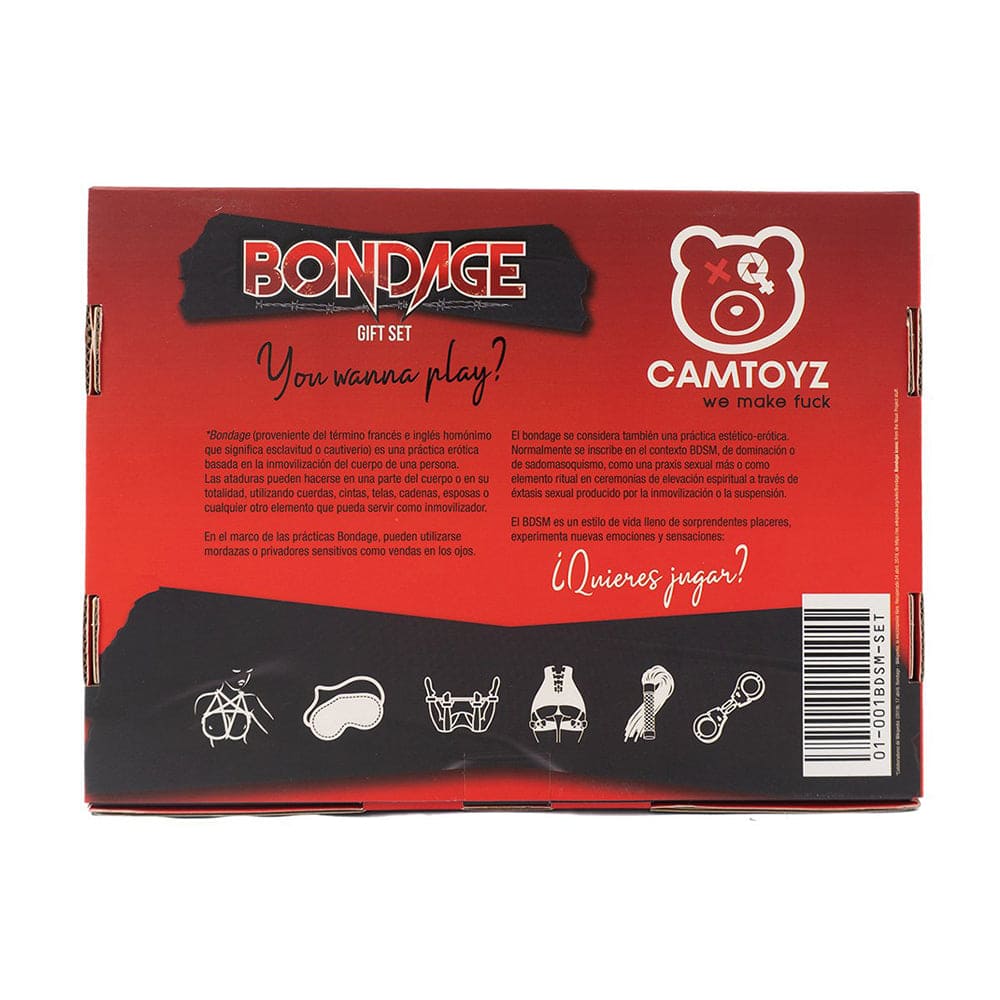Kit de accesorios BDSM Bondage Fiore Rojo de Camtoyz, incluye cuerdas y accesorios para restricción y juego de dominación.