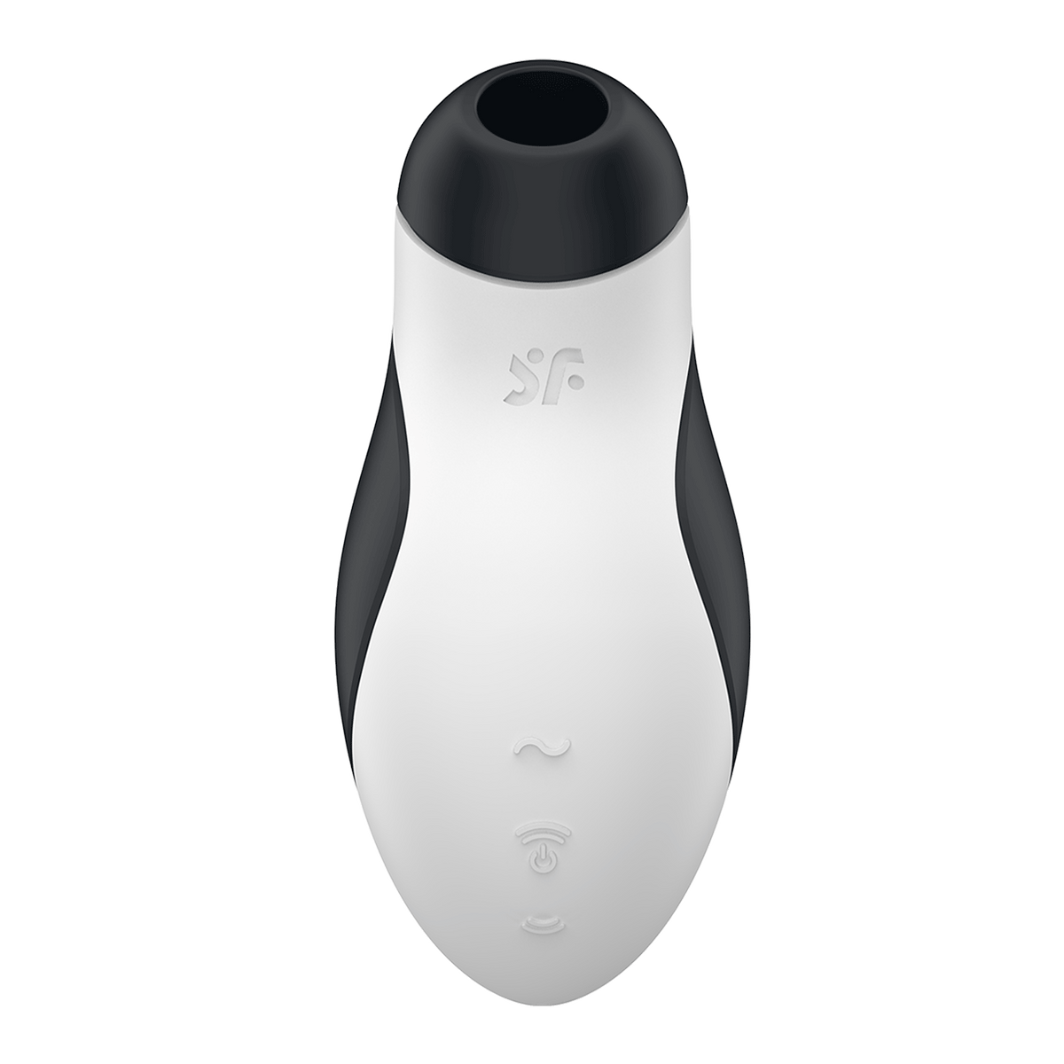 Succionador Satisfyer Orca Air Pulse, vista frontal del vibrador con diseño ergonómico y botones de control en la parte superior.