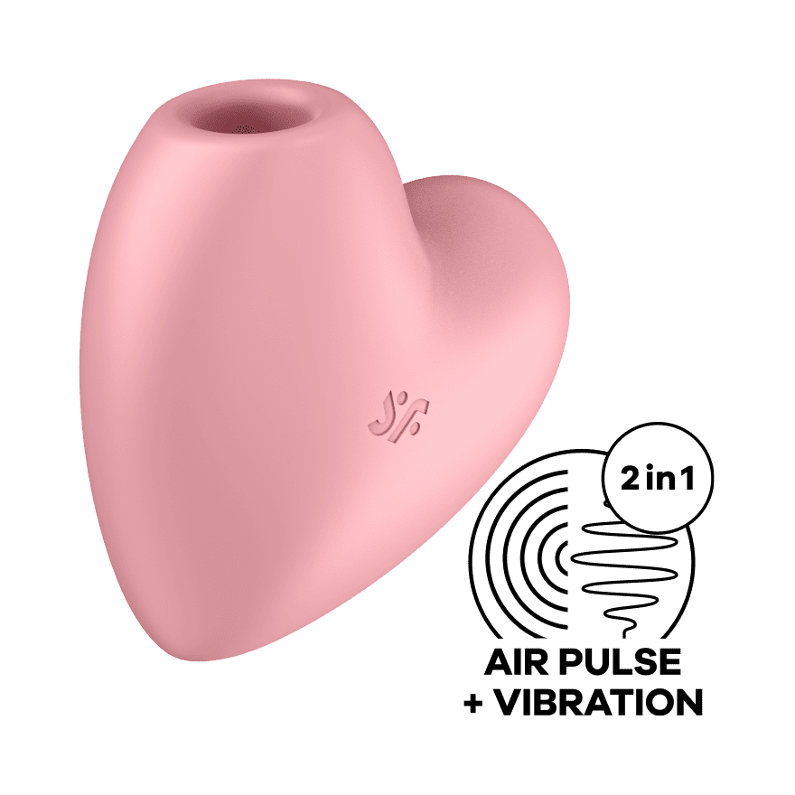 Succionador Satisfyer Cutie Heart Rosado, vista frontal mostrando diseño en forma de corazón y superficie suave.