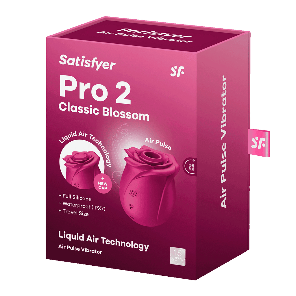 Succionador Satisfyer Classic Blossom con diseño en forma de flor, muestra detalles de silicona suave y mecanismo de succión en la imagen.