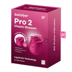 Succionador Satisfyer Classic Blossom con diseño en forma de flor, muestra detalles de silicona suave y mecanismo de succión en la imagen.