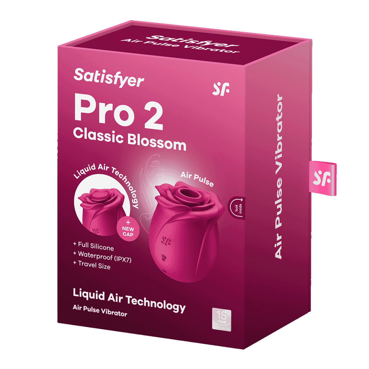 Succionador Satisfyer Classic Blossom con diseño en forma de flor, muestra detalles de silicona suave y mecanismo de succión en la imagen.