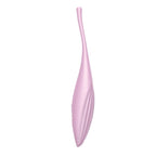 Vibrador Satisfyer Twirling Joy en color rosa, con diseño ergonómico y texturas suaves para placer íntimo.