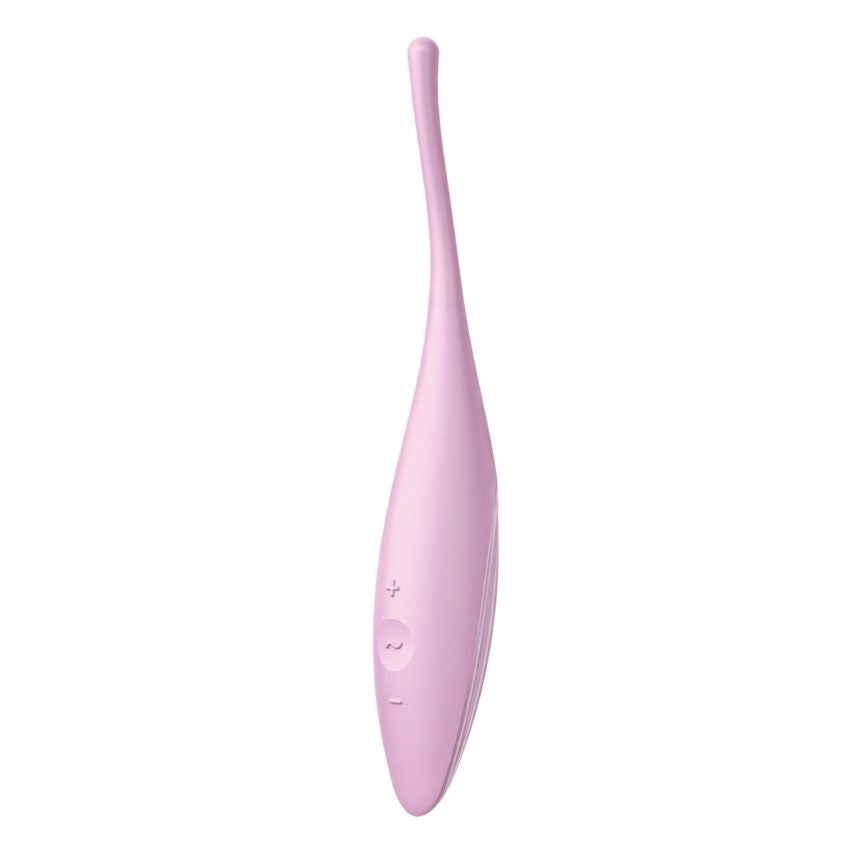 Vibrador Satisfyer Twirling Joy en color rosa, con diseño ergonómico y texturizado para estimulación intensa.