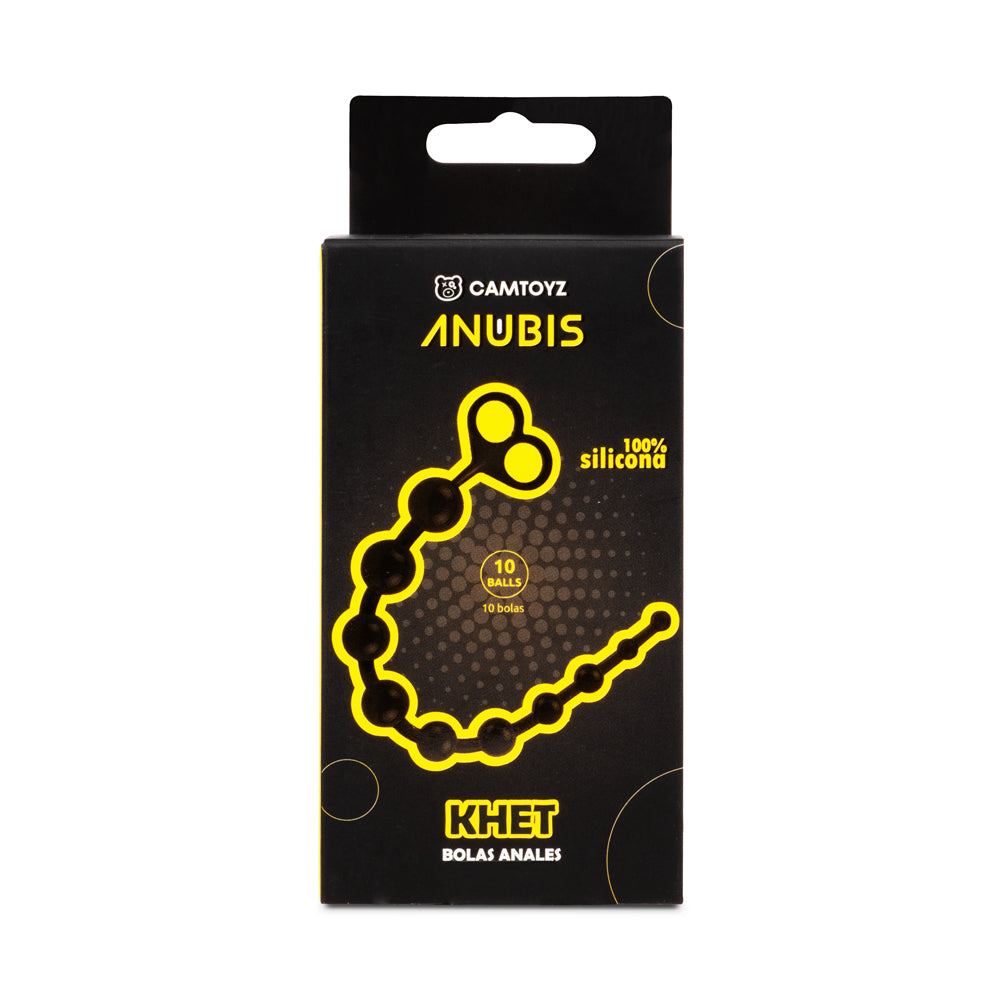 Bolas anales negras Camtoyz Khet, de tamaño mediano, con superficie lisa y diseño ergonómico para uso íntimo.