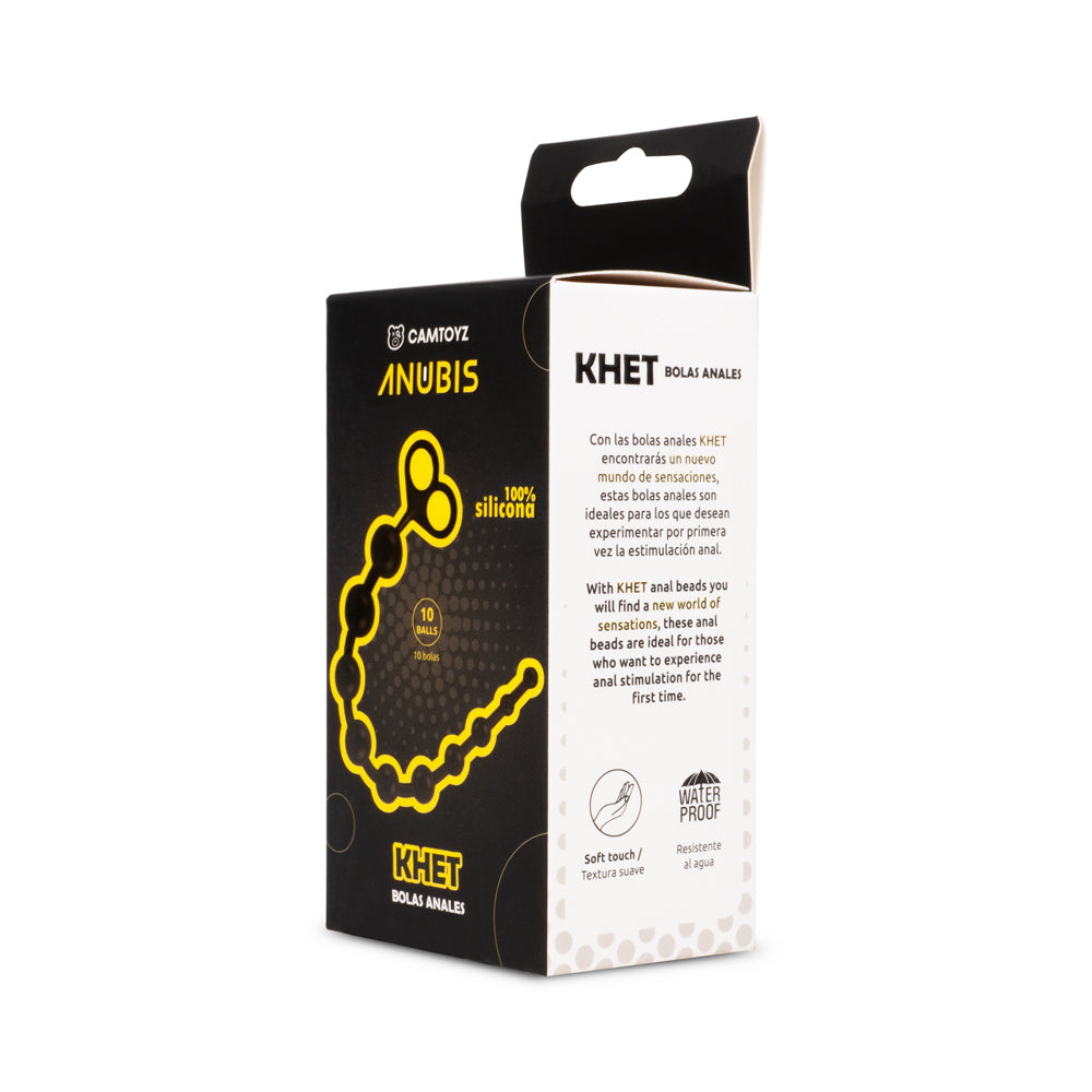 Bolas anales negras Camtoyz Khet, hechas de material suave y flexible, con diseño ergonómico para uso personal.