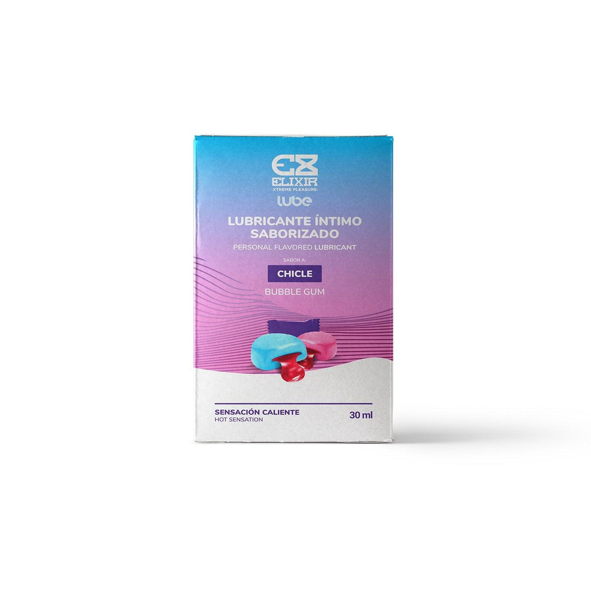 Lubricante caliente saborizado Elixir Chicle de 30 ml, lubricante íntimo con sabor y efecto cálido para mayor placer.