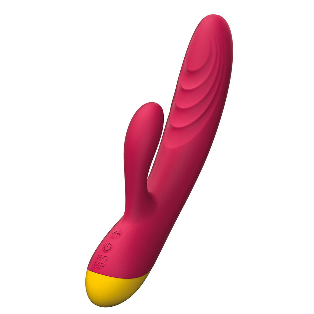 Vibrador rabbit Romp Jazz en forma de conejo, con diseño ergonómico y detalles suaves para placer personal, en color vibrante.