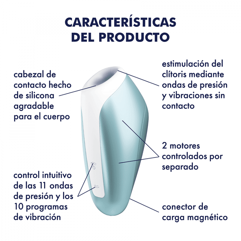 Succionador Satisfyer Love Breeze en color azul claro, diseñado para estimulación y placer.