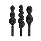 Plug anales Satisfyer Booty Call de color negro, diseñado para placer y comodidad, con forma ergonómica y suave material.