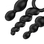 Plug anal Satisfyer Booty Call en color negro, diseñado para placer anal, con forma ergonómica y suave material.