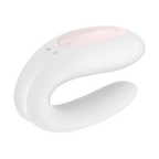 Vibrador para parejas Satisfyer Double Joy en color blanco, control con app para uso en pareja y placer compartido.