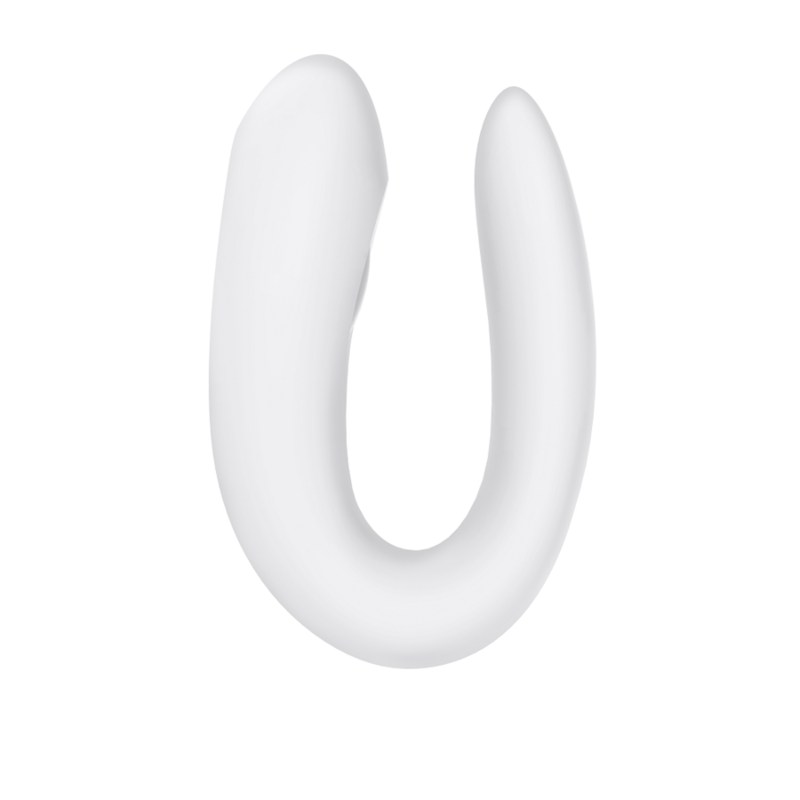 Juguete vibrador para parejas Satisfyer Double Joy con control en app, en color blanco, diseñado para uso en pareja.