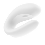 Vibrador para parejas Satisfyer Double Joy en color blanco, diseñado para uso en pareja con control por app.