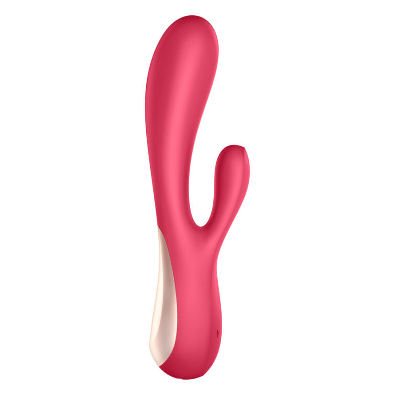 Conejo de juguete sexual Satisfyer Mono Flex Rojo con aplicación, detalles del diseño y textura visible en la imagen.