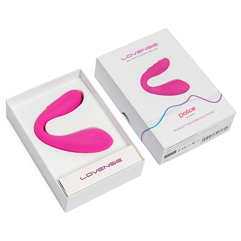 Vibrador Lovense Dolce Fucsia, con diseño ergonómico y superficie suave, ideal para uso íntimo y placer personal.