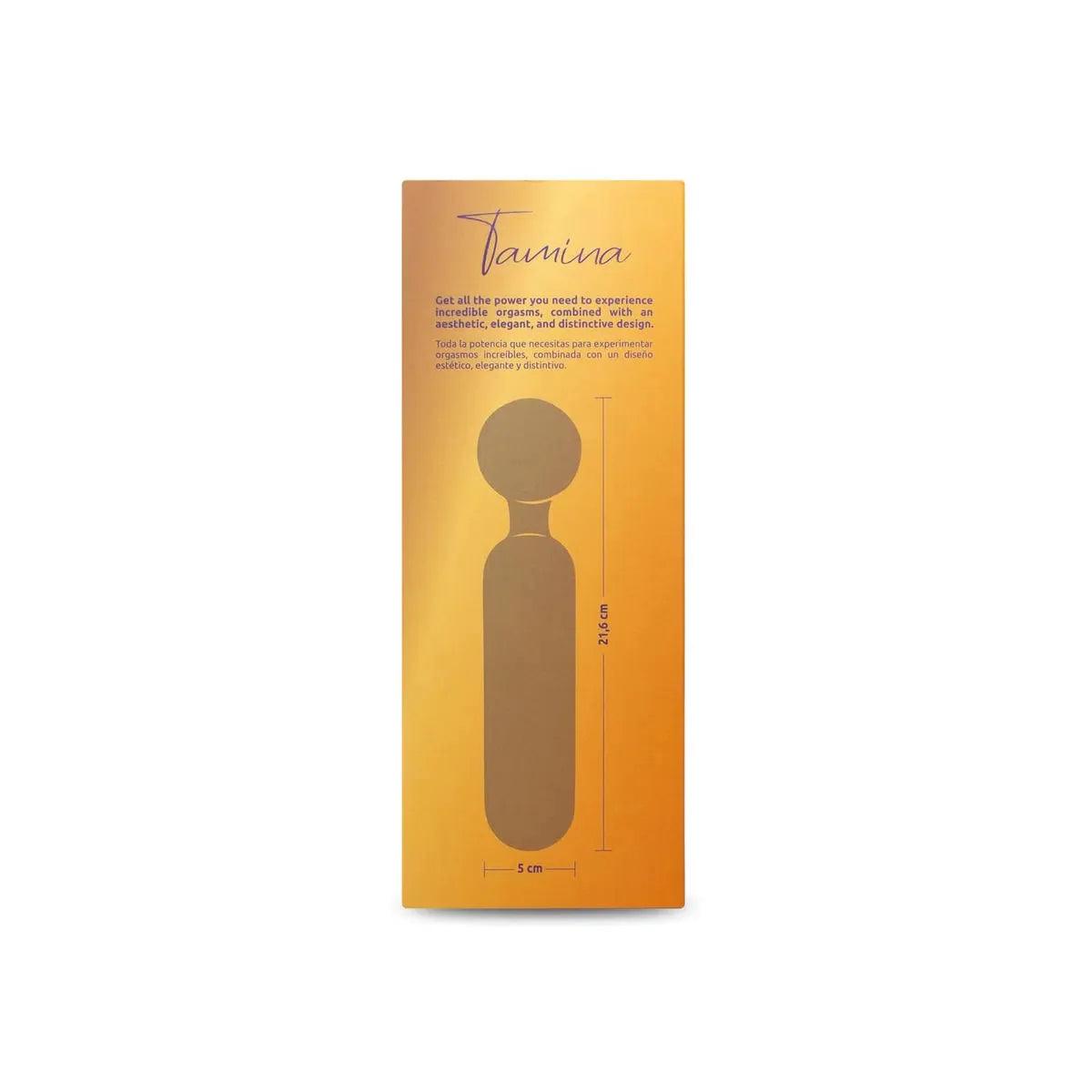 Vibrador Hitachi Tamina negro de la marca Camtoyz, diseñado para placer, con forma ergonómica y superficie lisa en la imagen.