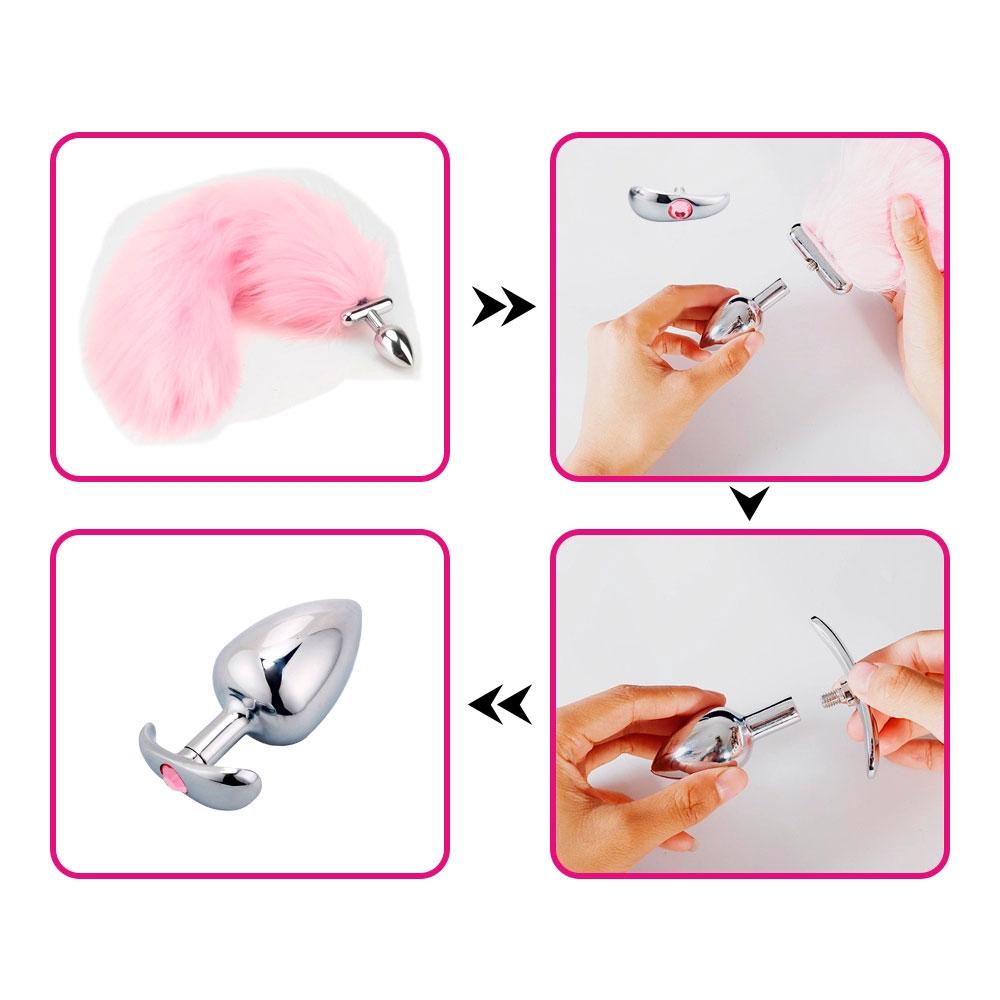Plug anal con cola luminosa de color blanco de la marca Distrisex, diseñado para placer y diversión.