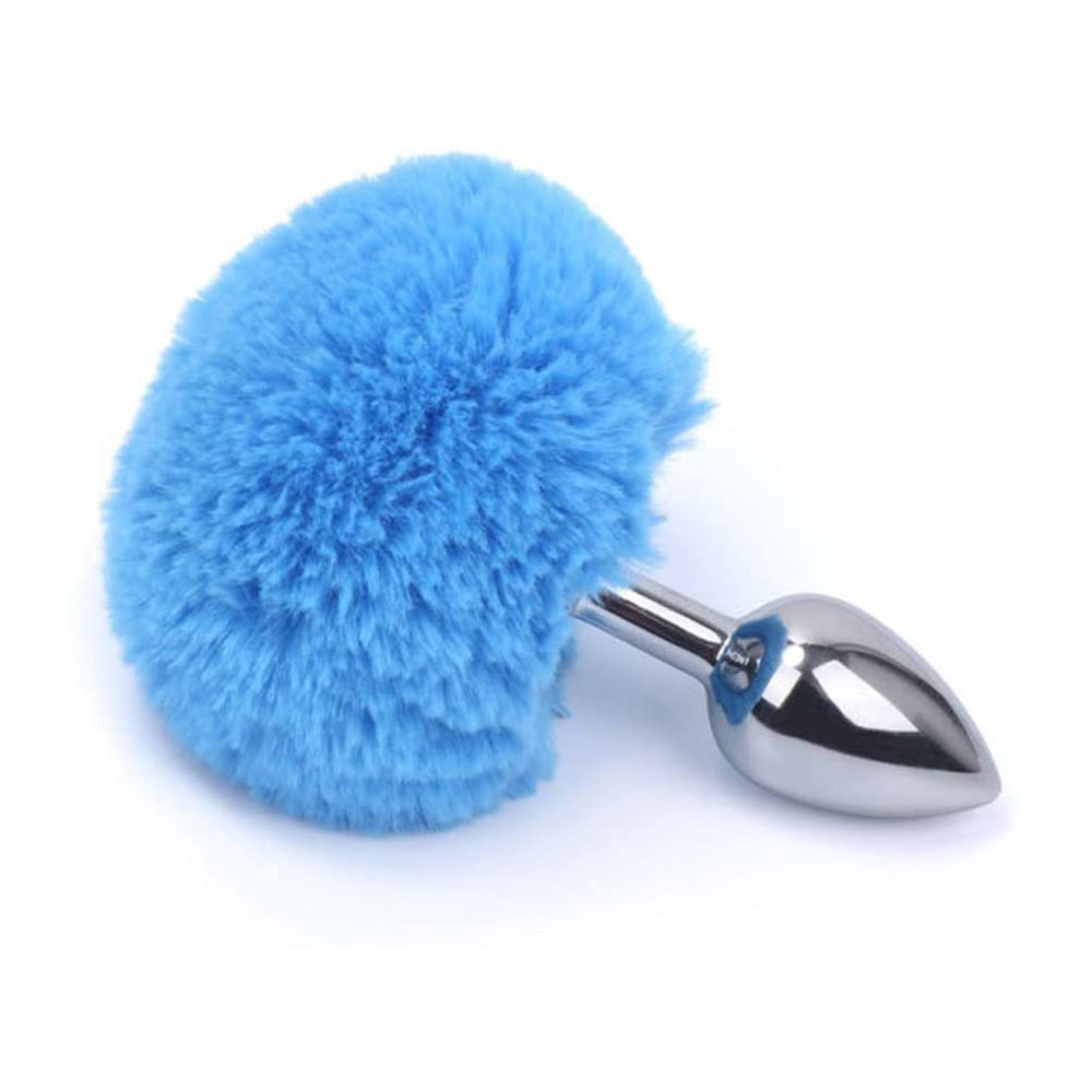 Plug de cola de conejo de la marca Juguitodecalzon, con diseño de conejito y detalles realistas en color blanco y rosa.