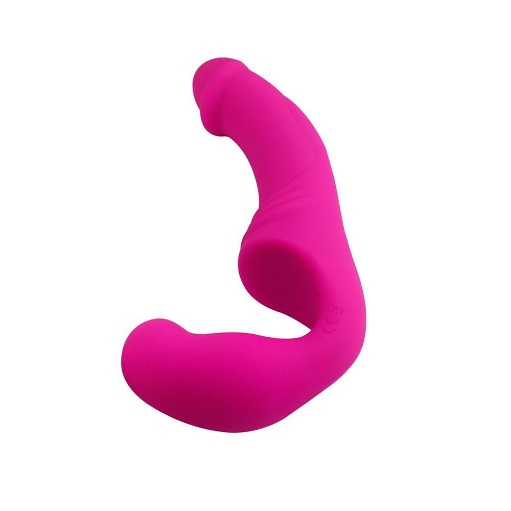 Vibrador doble Rider Fucsia para parejas de Distrisex, con diseño ergonómico y textura suave para placer compartido.