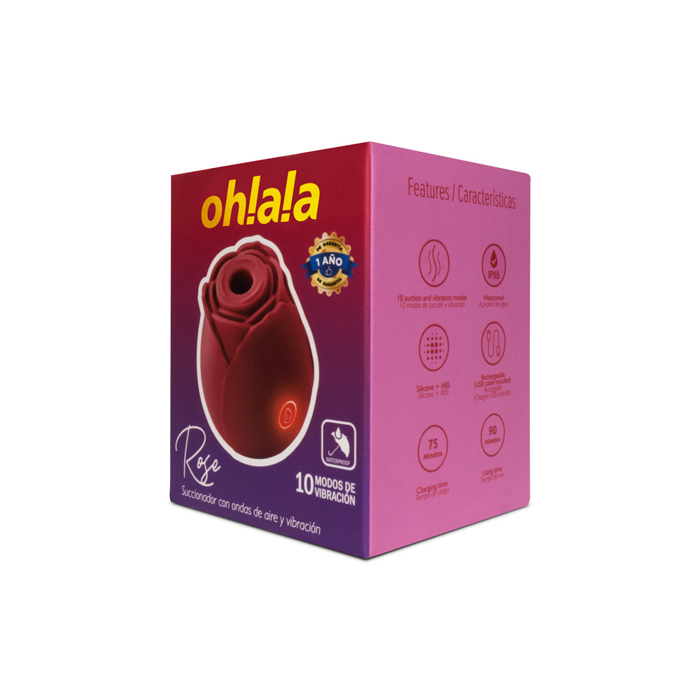 Succionador rosa Camtoyz Ohlala, vibrador y dispositivo de succión con diseño ergonómico y detallado en la imagen.